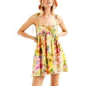 Y2K Flowers Print Suspender Dress Summer Fashion Ruffled Holiday Beach Short Dre